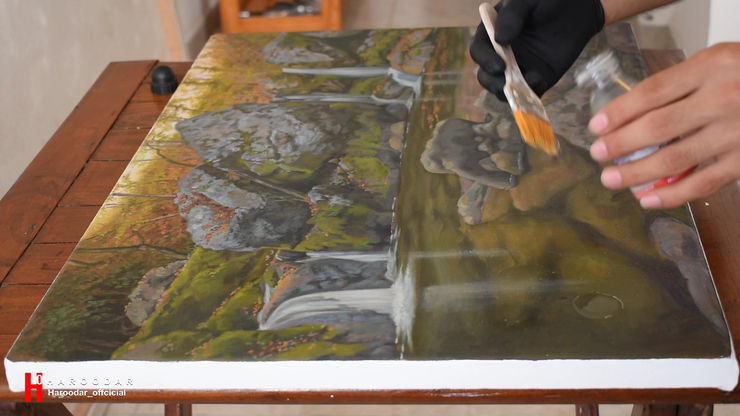 BARNIZADO DE UNA PINTIRA AL ÓLEO